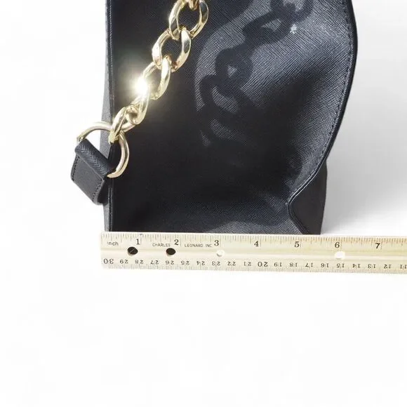 Michael Kors Hamilton Large Saffiano Leather Tote Bag Purse Black / Gold OS - Picture 10 of 11